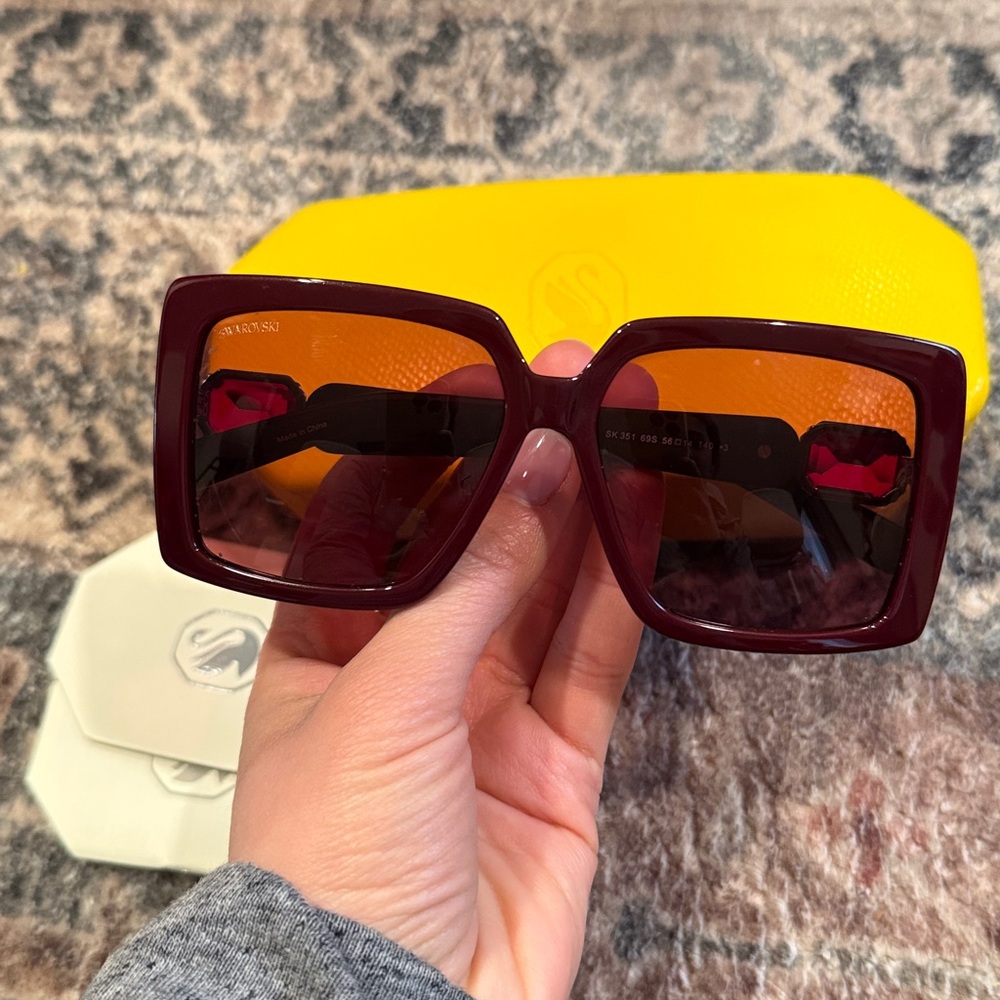 Swarovski SK351 69S Burgundy Over Size Sunglasses